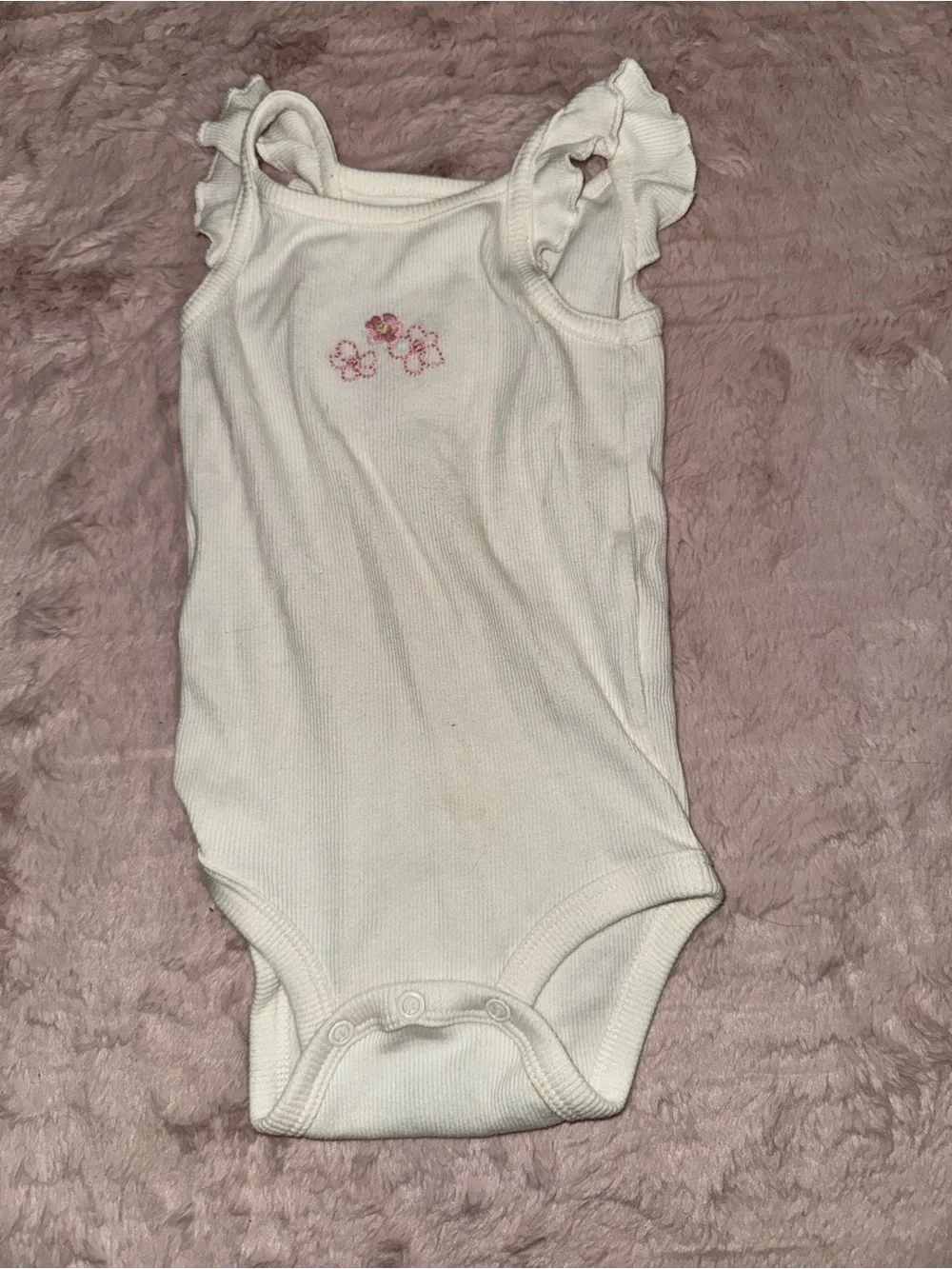 Carter's Pink Floral Tank Top, Skirted Bloomers & White Ruffle Bodysuit Set